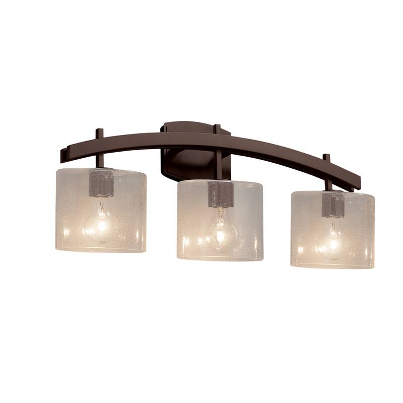 Justice Design Fusion Archway 3-light Dark Bronze Bath Bar, Seeded Oval Shade