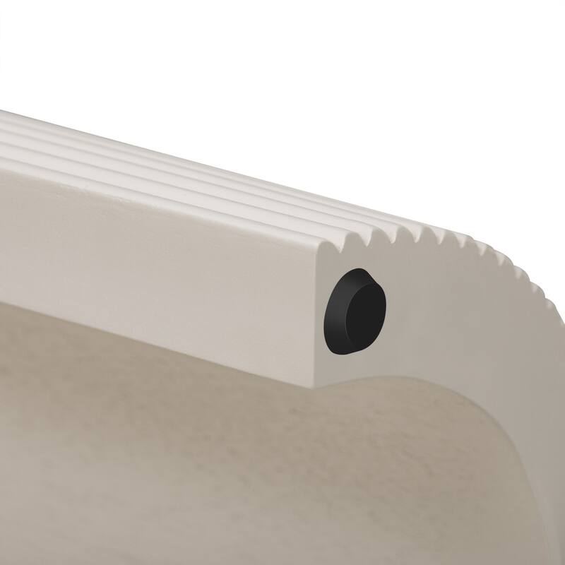 Fluted Console Table with 2 Drawers, Oval Top Entryway Table Champagne White Accent Table Sofa Table