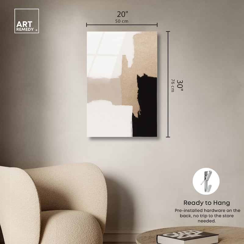 Beige and Black III Acrylic by Art Remedy, Ready to Hang