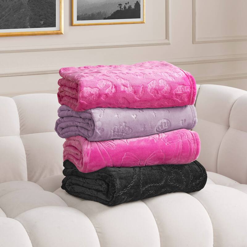 Juicy Couture 60"x70" Embossed Plush Throw Blankets