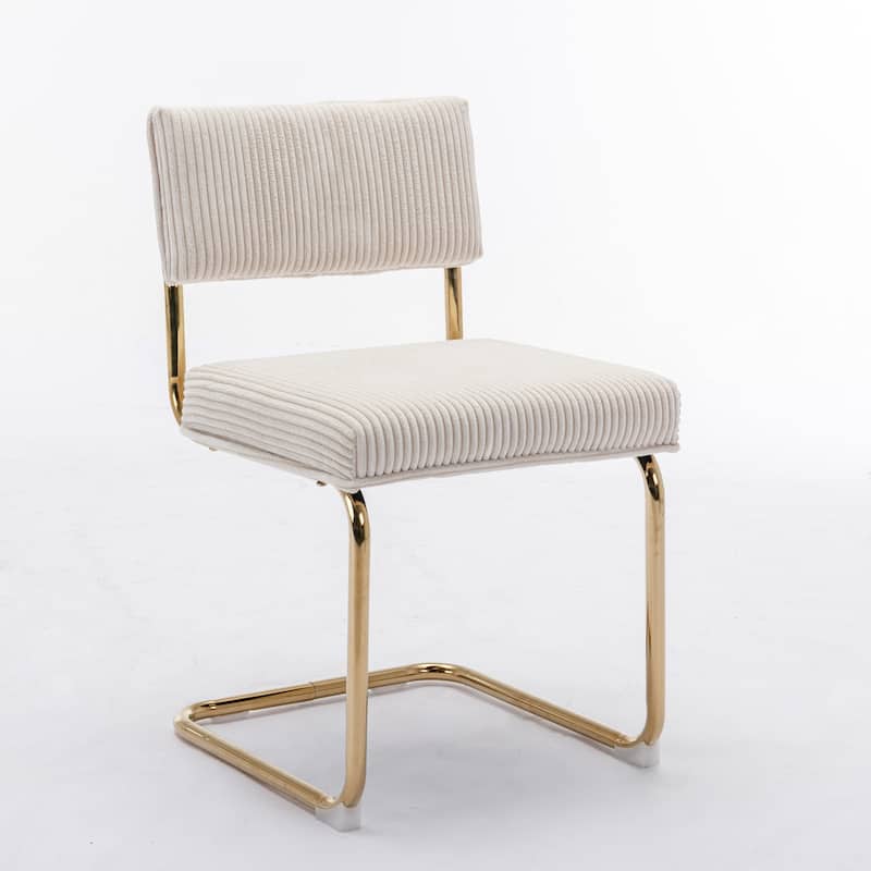GDFStudio Modern Armless Dining Chairs with Corduroy Fabric and Gold Metal Base (Set of 2)