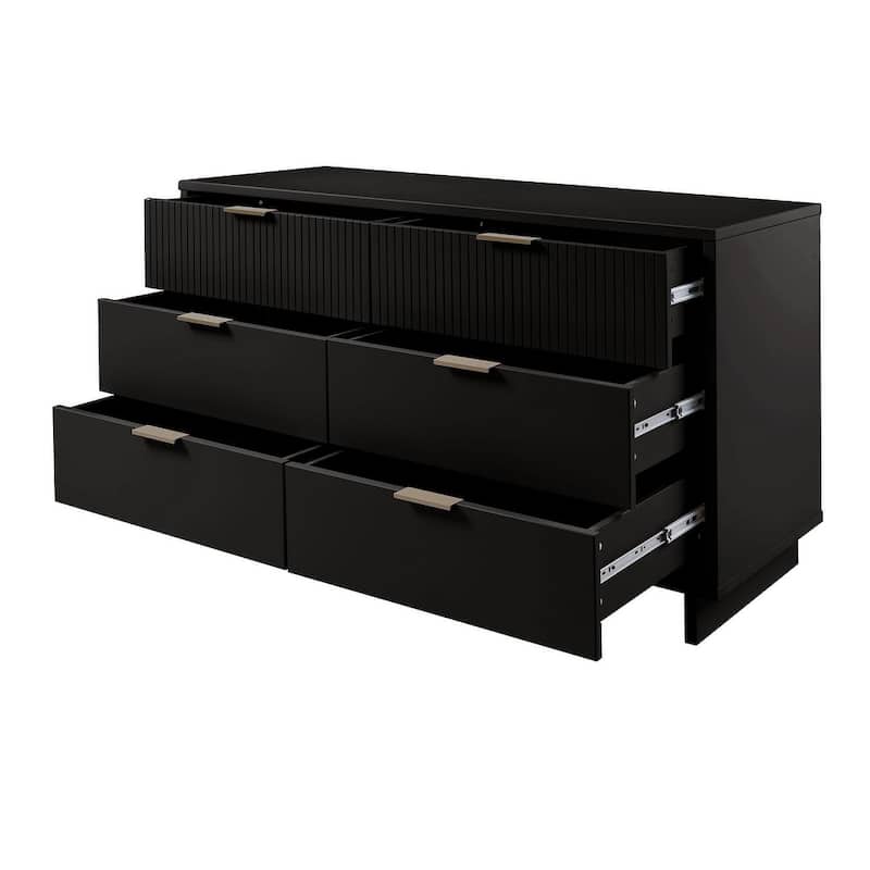 Manhattan Comfort Granville 55.07" Modern Double Wide 6 Drawer Dresser