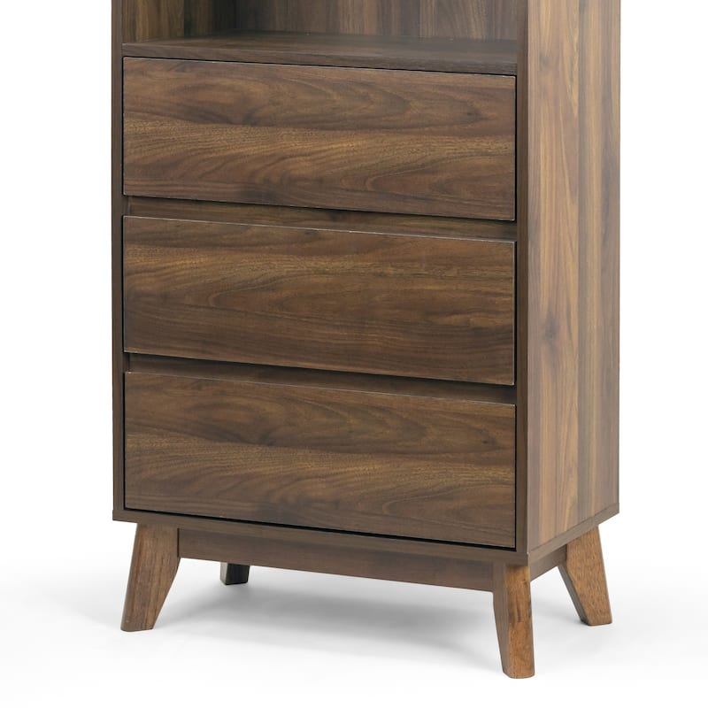 Anson Bookcase Display Shelf Media Tower with Drawers