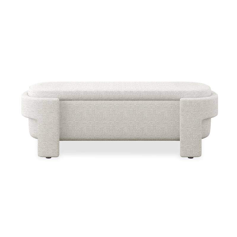 Linen Upholstered Storage Bench Large Hidden Compartment