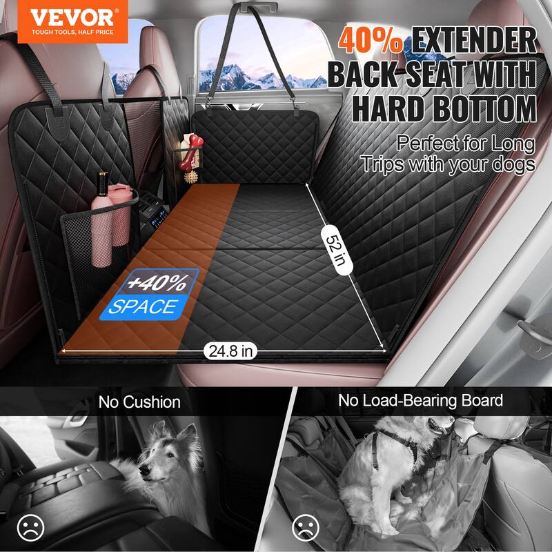 Back Seat Extender for Dogs,Dog Hammock for Car Back seat,Dog Car Seat Cover with Hard Bottom Dog Car Seat Bed