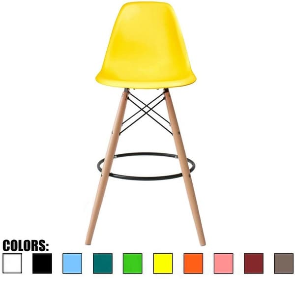 2xhome 25 inch Seat Designer DSW Counter Stool Barstool With Backs Molded High Chair Kitchen Eiffel Wooden Work Armless Work. Opens flyout.