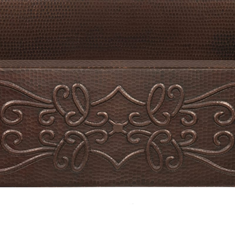 33-in Hammered Copper Kitchen Apron Single Basin Sink w/ Scroll Design with Matching Drain and Accessories (KSP3_KASDB33229S)