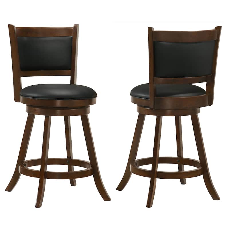 Counter Height Stool with Upholstered Seat, Brown, Set of 2