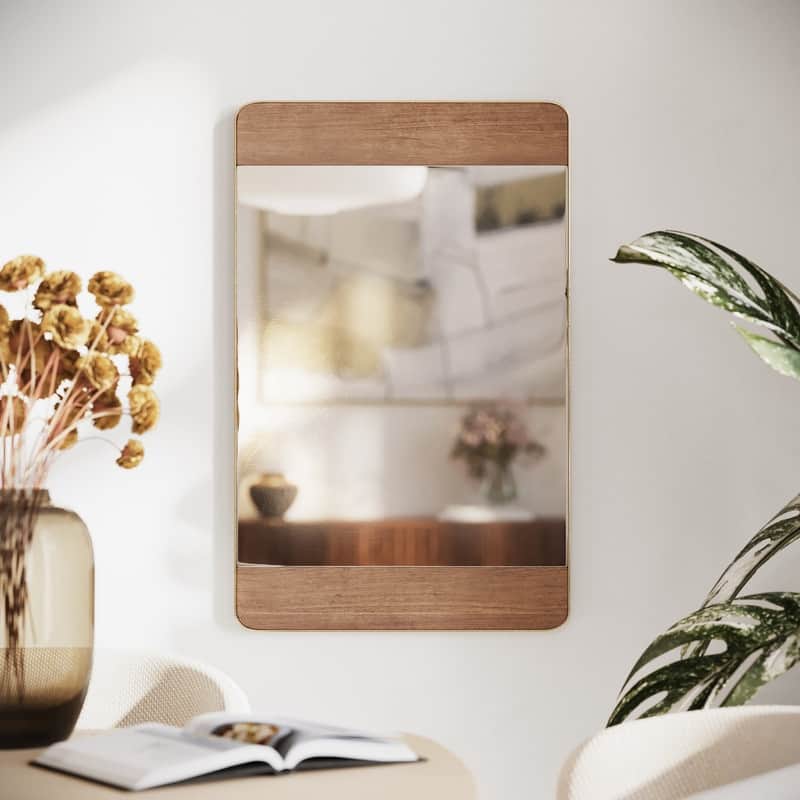 Soraya Metal & Wood Farmhouse Wall Mirror - 30"H x 19"W x 1"D