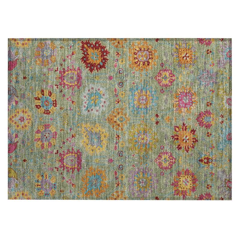 Machine Washable Indoor/ Outdoor Traditional Kashan Chantille Rug