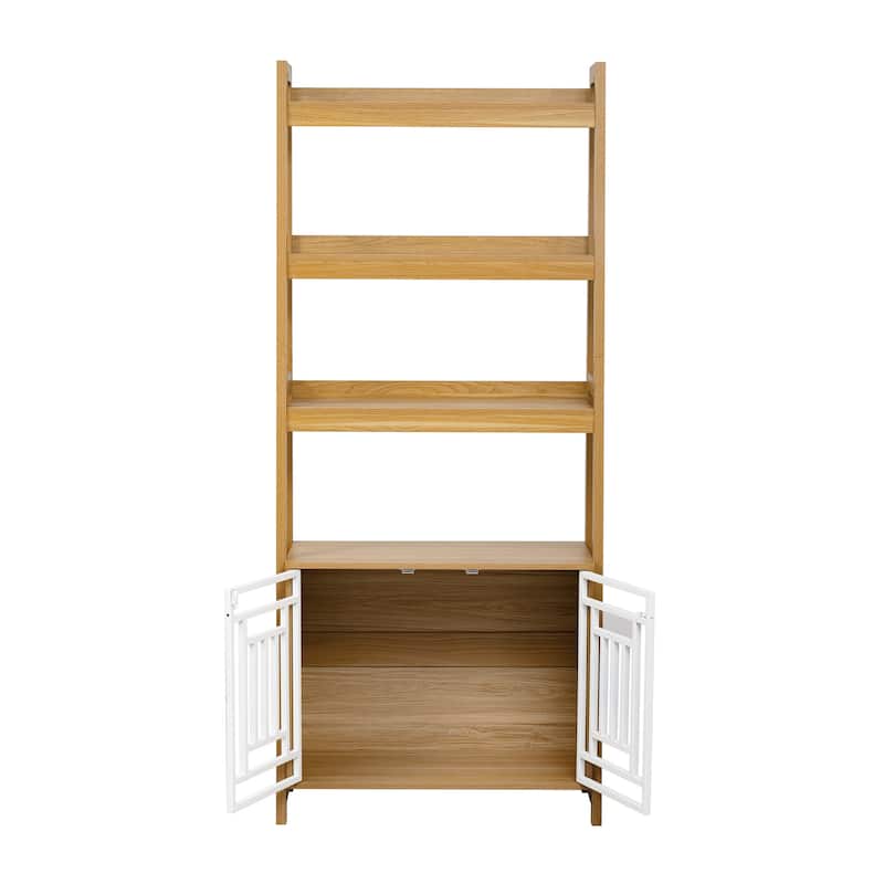 Modern 2-in-1 Dog Furniture: Tall Wood Display Shelf with Storage, Combining a Dog Kennel and Bookcase
