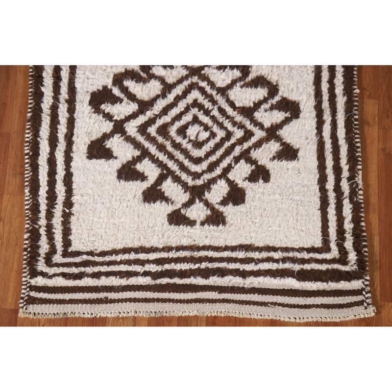 Tribal Anatolian Turkish Runner Rug Handmade Geometric Wool Carpet - 3'4"x 10'9"