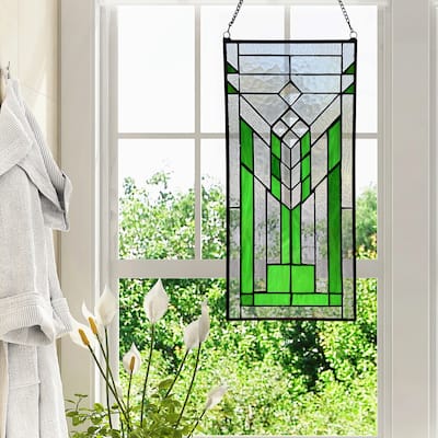 River of Goods Mission Stained Glass 19.5-inch Window Panel - 9"L x 0.25"W x 19.5"H