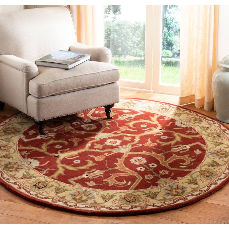 SAFAVIEH Handmade Heritage Abc Traditional Oriental Wool Rug - 6' x 6' Round - Red/Gold