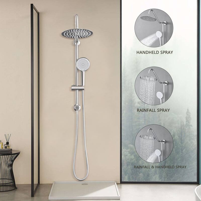 Vanityfair Shower System With 10" Rain Shower Head, 4-function Shower Head With Handheld, Adjustable Slide Bar