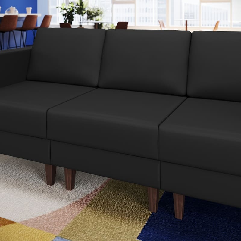 Commercial Modular Armless Middle Chair with Solid Wood Legs - 28.25"W x 31.5"D x 31.75"H