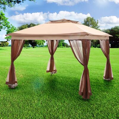 11X11ft Pop-Up Patio Gazebo Canopy Outdoor Tent Shelter with Mosquito Netting