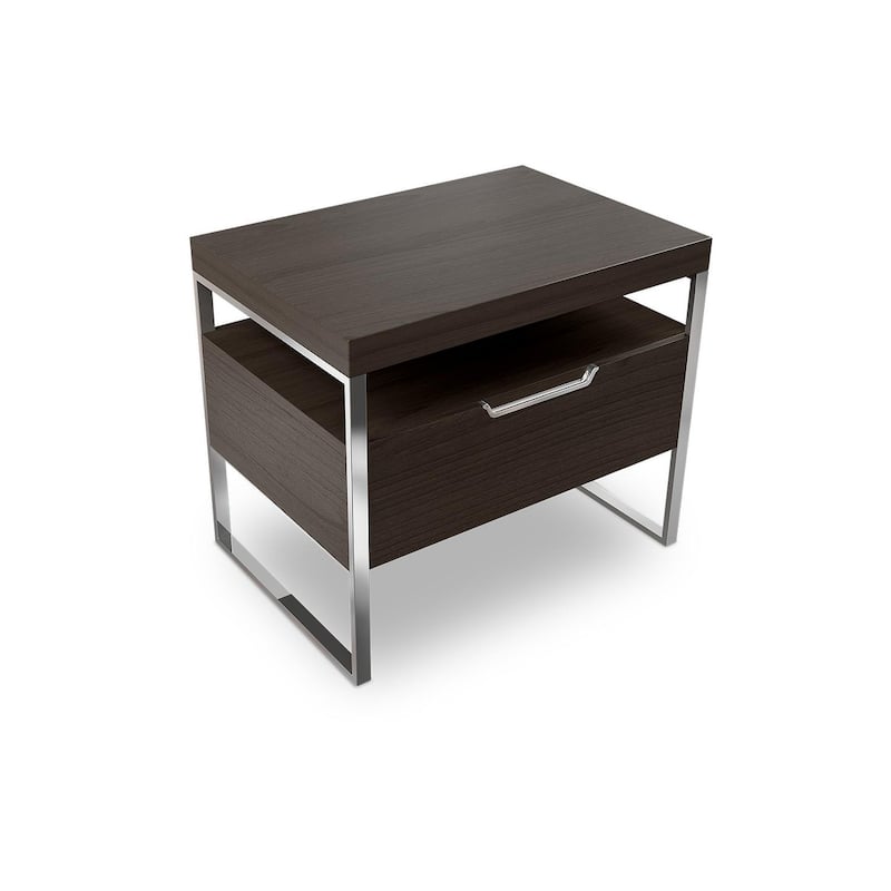Vant Wooden Night Stand - Brown - Silver Leg