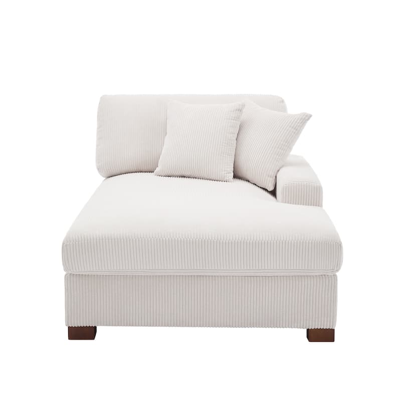 Modern Corduroy Indoor Chaise Lounge Couch with Pillows