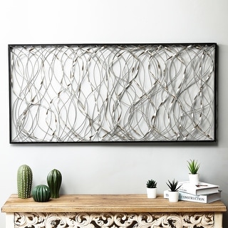 Silver Metal Infinity Rectangular Black Framed Abstract Wall Decor