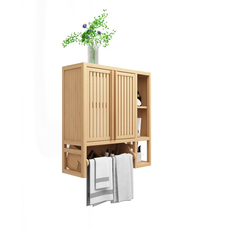 Versatile Bamboo Wall Mounted Cabinet for Home Storage and Decoration