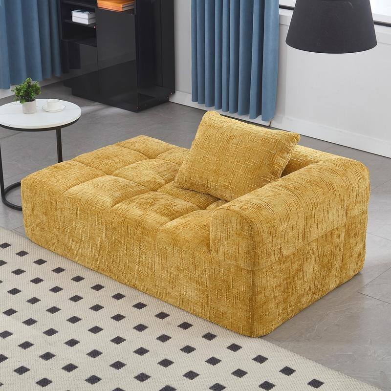Chenille Loveseat Sofa, Minimalist Modular Sleeper for Living Room