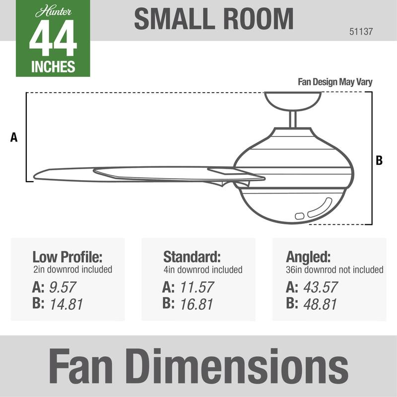 Hunter 44" Lilliput Indoor Ceiling Fan with LED Light, Pull Chain - Modern Industrial, Farmhouse - Exclusive SureSpeed!
