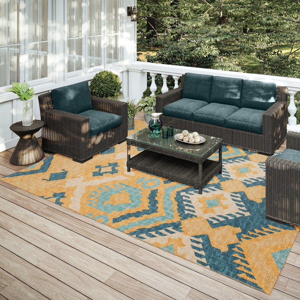 Indoor/ Outdoor Addison Yuma Southwest Ikat Washable Area Rug