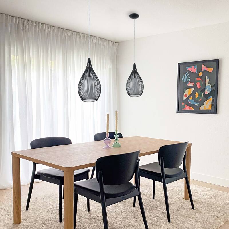 Eglo Razoni 1-light Black Mini Pendant with Opal Glass - Black
