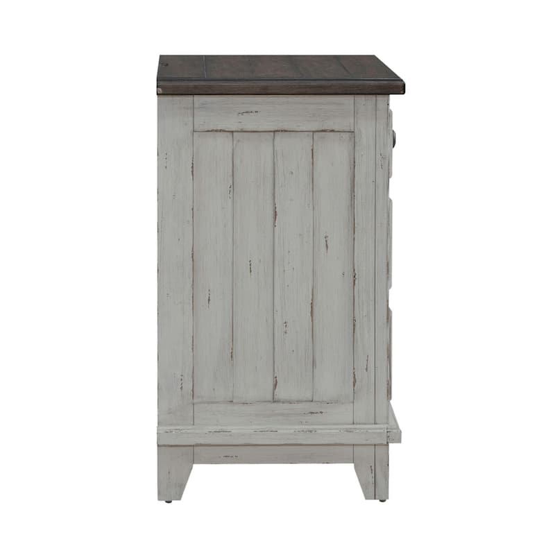 River Place Riverstone White & Tobacco Nightstand with Charging Station
