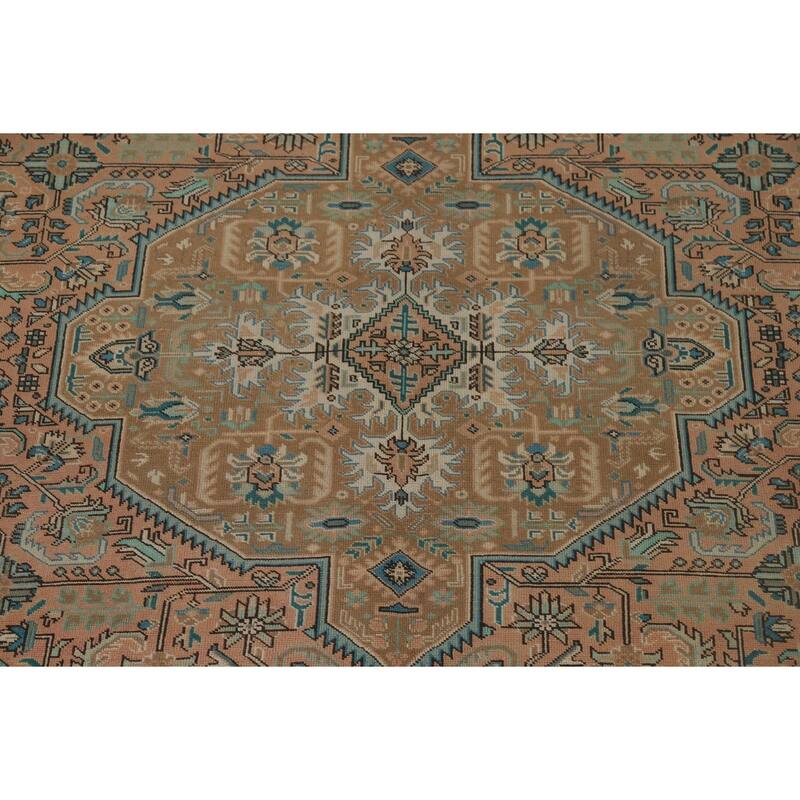 Geometric Tabriz Vintage Persian Area Rug Handmade Wool Carpet - 9'11" x 12'7"