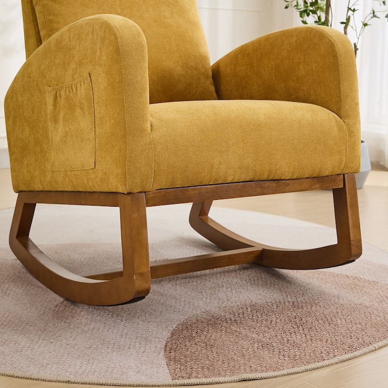 27.2"W Upholstered Rocking Accent Armchair with Side Pocket