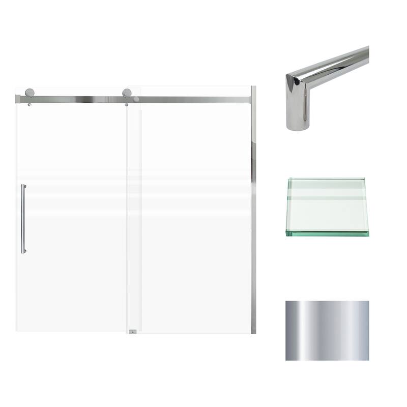 Madeline 60 in. W x 60 in. H Sliding Frameless Shower Door with Fixed Panel with Frosted Glass - 56-60-in W x 60-in H