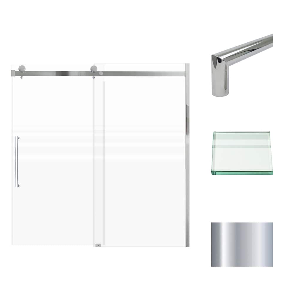 Madeline 60 in. W x 60 in. H Sliding Frameless Shower Door with Fixed Panel with Frosted Glass - 56-60-in W x 60-in H