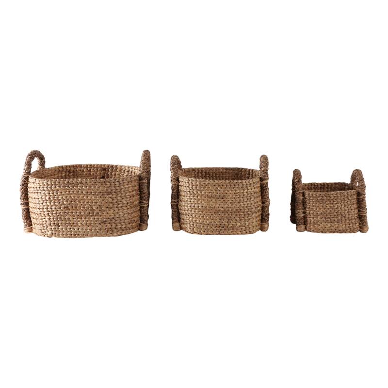 Seagrass Storage Basket with Handles (Set of 3) - 12", 15", 16" Tan - 22.5" x 17.75" x 16" - 22.5" x 17.75" x 16" - Tan