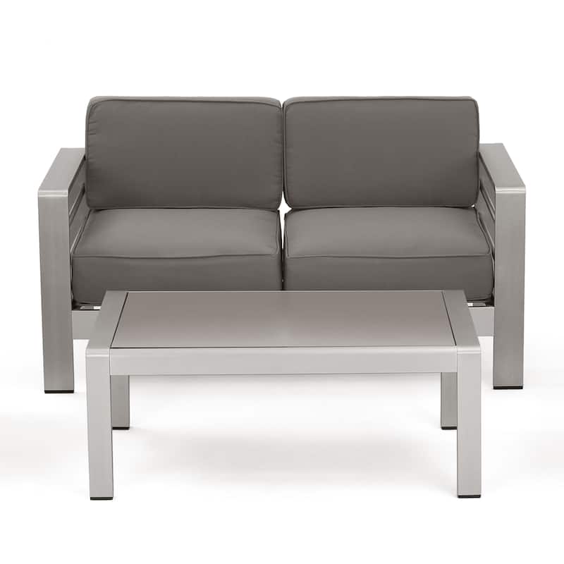 Cape Coral Outdoor Aluminum 2-piece Set with Cushions by Christopher Knight Home