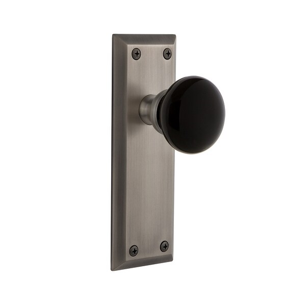 Grandeur FAVCOV_PSG_238 Fifth Avenue Solid Brass Rose Passage Door Knob Set with Coventry Knob and 2-3/8" Backset