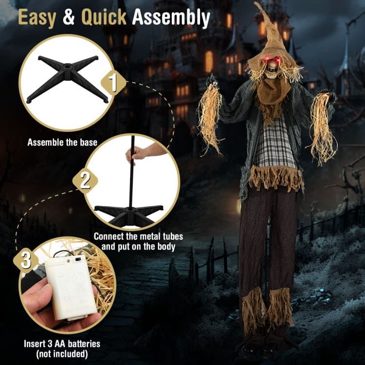 Brown-Black Metal Fabric 7ft Animated Halloween Scarecrow Decoration