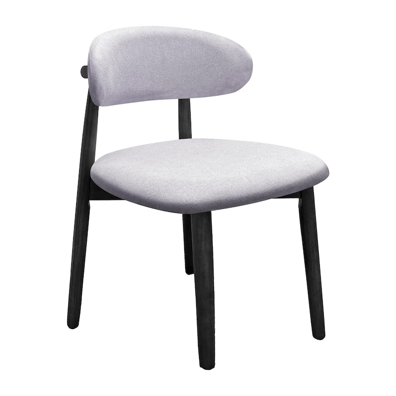 Cotton-Linen Fabric Upholstered Dining Chair with Black Solid Wood Legs, Armless Chair Set of 4 for Kitchen, Living