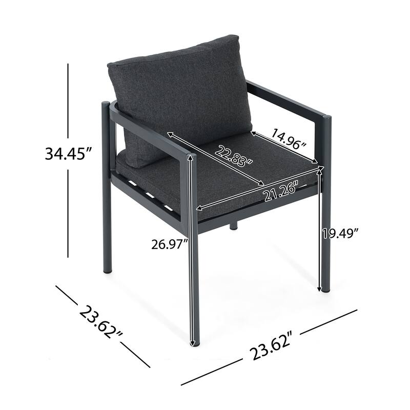 Christopher Knight Home - Outdoor Aluminum Dining Chair Set with Modern Grey Cushions
