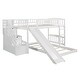 preview thumbnail 5 of 11, Stairway Twin over Twin Bunk Bed with Two Drawers, Slide, and Convertible Ladder, White