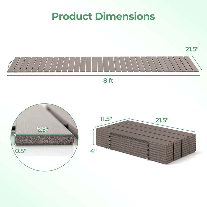 Costway 8 FT Outdoor Pathway with HDPE Frame Non-slip Surface Metal - See Details