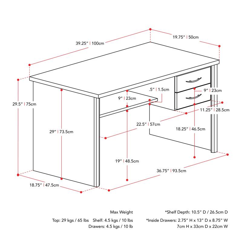 CorLiving Kingston Two Drawer Desk