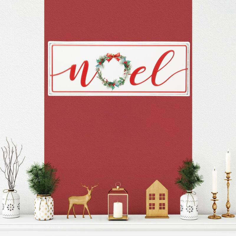 Handcrafted Rectangular "Noel" Christmas Wall Sign - 18.5"