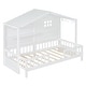 preview thumbnail 26 of 34, Twin Size House Bed with Shelves, Window, and Sparkling Light Strip on Roof, Space-Saving Design for Kids' Rooms, Grey