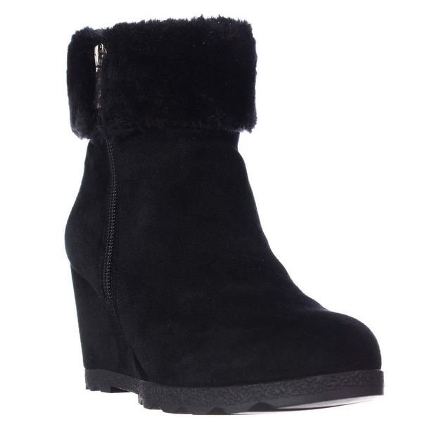 A35 Oreena Wedge Winter Ankle Booties, Black