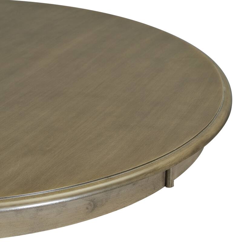 5-Piece Retro Round Dining Table Set with Curved Trestle Style Table Legs and 4 Upholstered Chairs