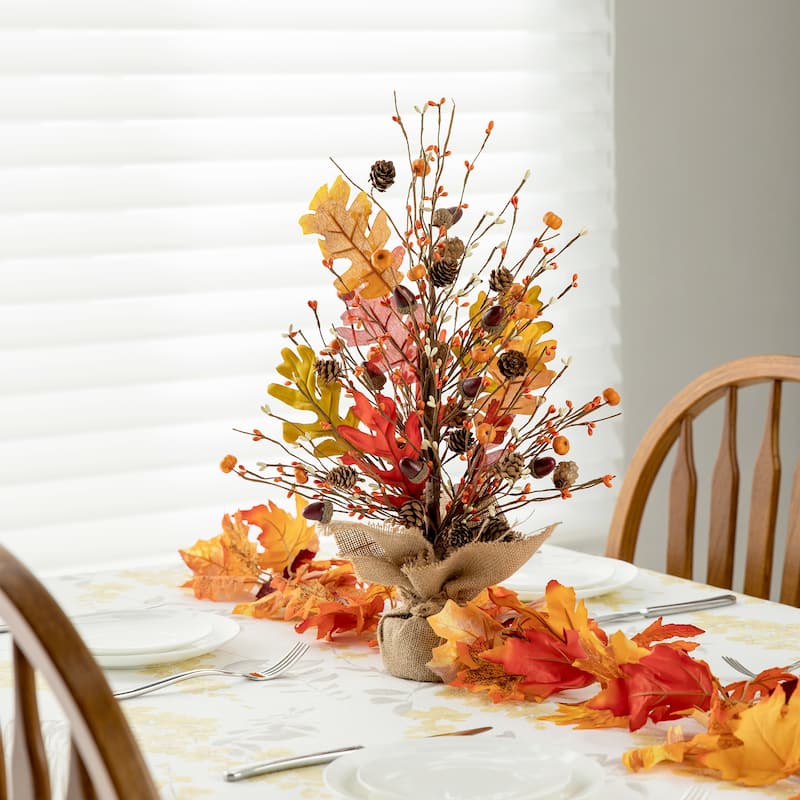 Glitzhome 20"H Berry Leaf Table Tree Fall Harvest Centerpieces
