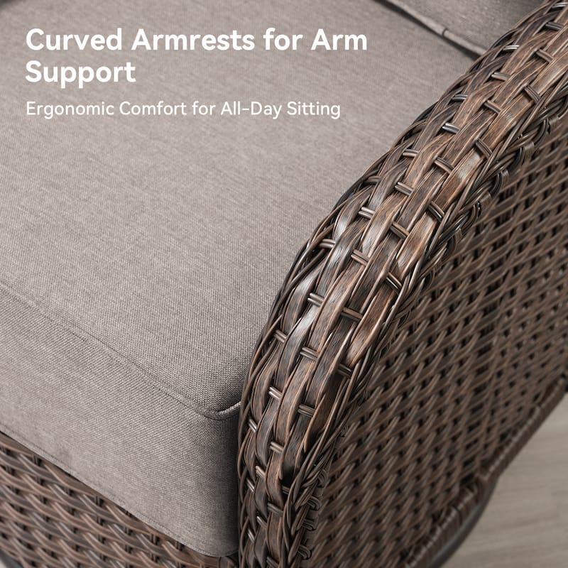 Pocassy Outdoor Sofa Swivel Chair and Ottman with Coffee Table