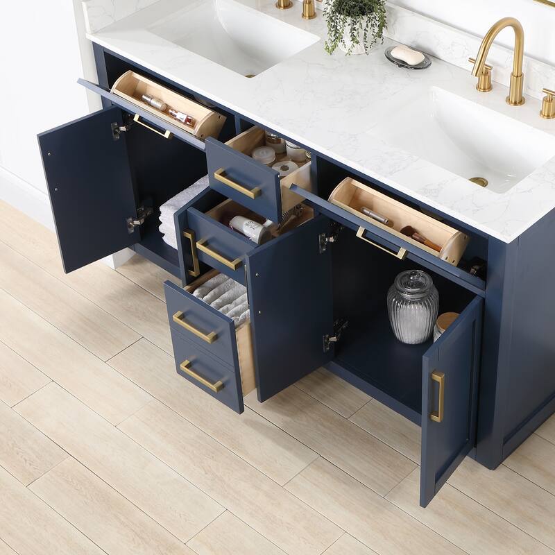 Altair Gavino Bath Vanity with Grain White Composite Stone Top, no Mirror